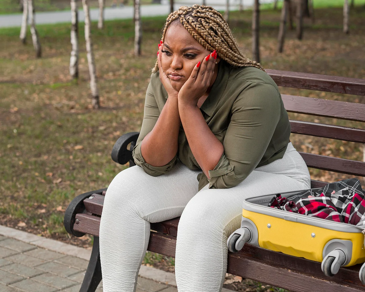 depressed overweight woman in a gym